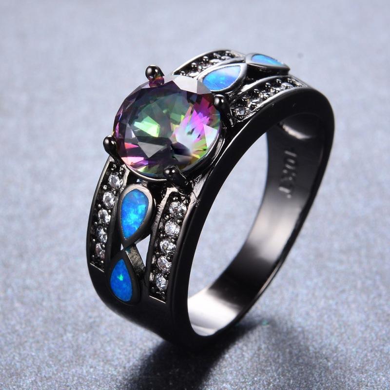

In Wind Black Gold Rose Red Pink Round Diamond Ring Women s Versatile Ring No. 11