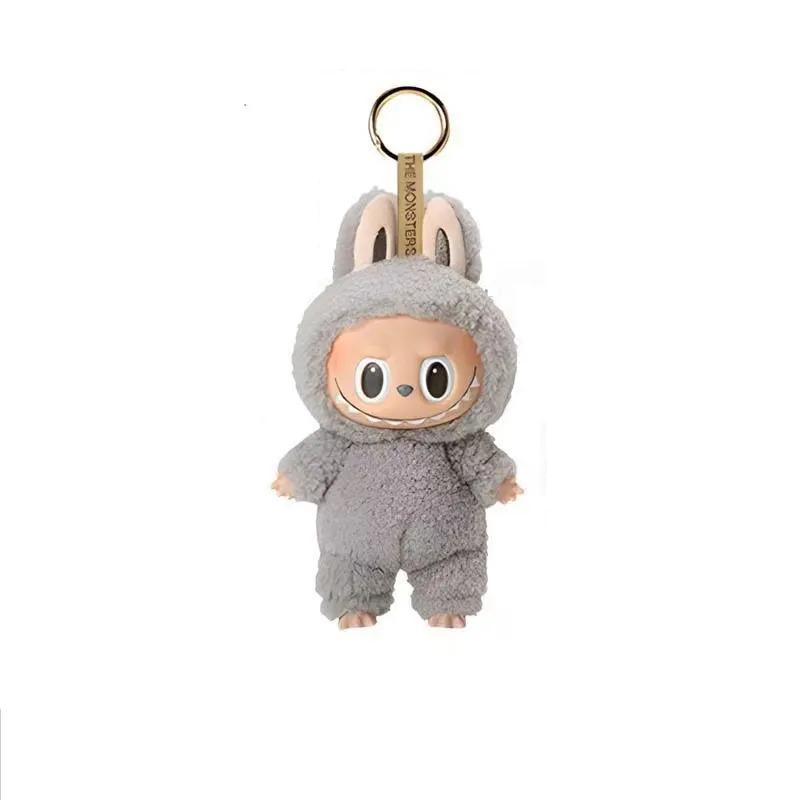 NEW INS Korea Pop Mart 17cm Labubu Cloth Mystery Box Blind Heartbeat Macaron Series Doll Labu Cloth Plush Backpack Pendant Girl Gift Phone Lanyard