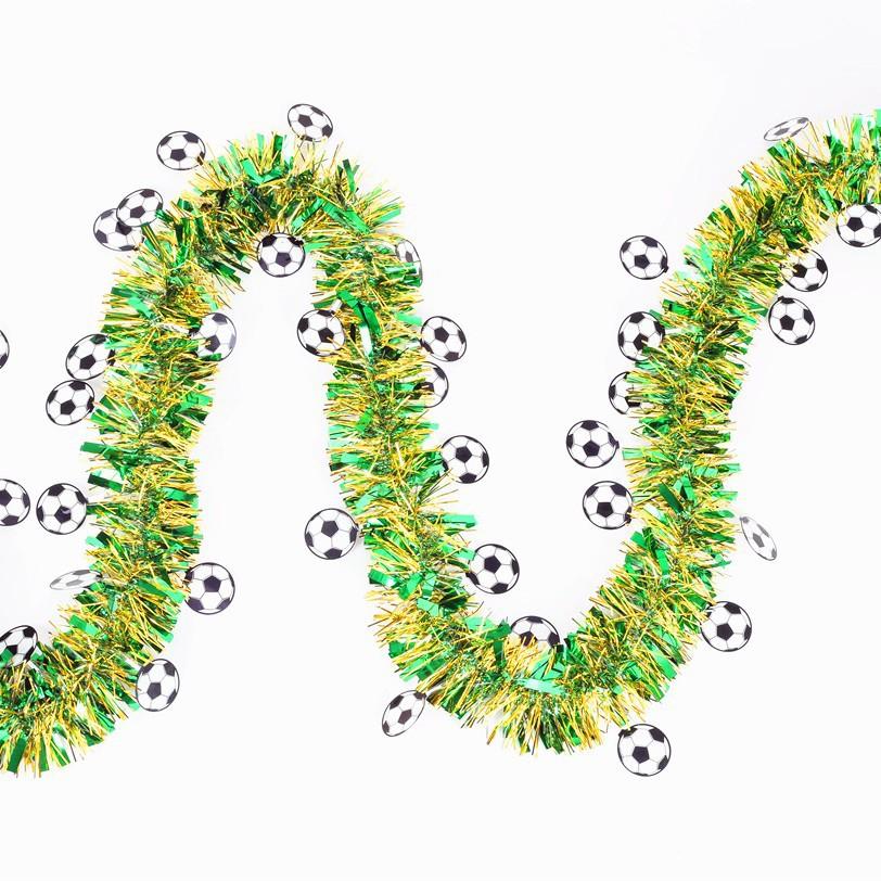 2 Meters Sports Football Theme Soccer Wreath Sequin Tinsel Garland Banner Home Wall Hanging for Kids Birthday Party Decoration