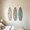 3 Pcs Wooden Surfboard Wall Decor Hollow Flowers Wall Art Beach Ocean Boho Wall Hanging Ornaments for Living Room Bedroom