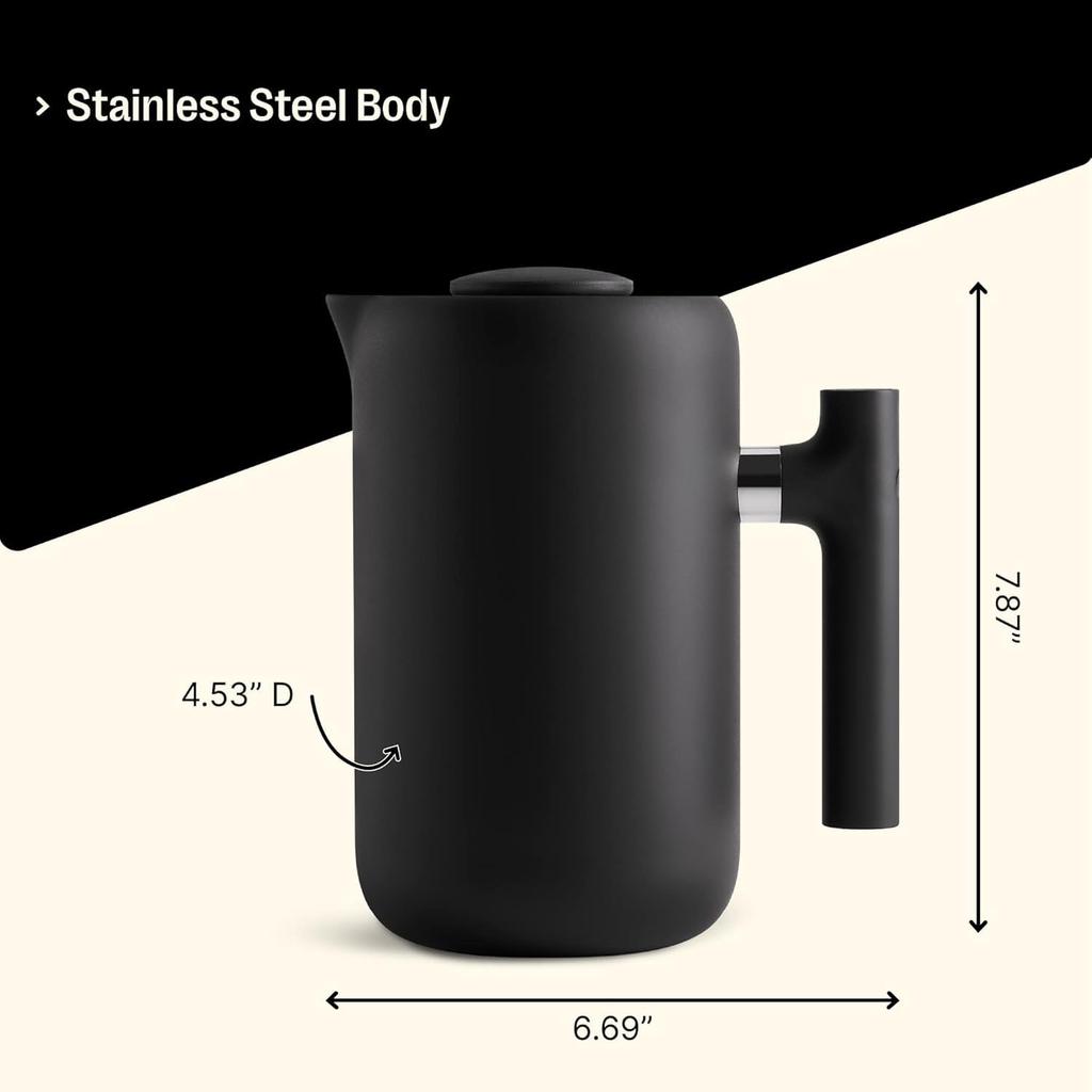 [Official Manufacturer] Fellow Clara French Press Coffee Maker, Pot, and Pitcher [Official Japanese Product] (Black)