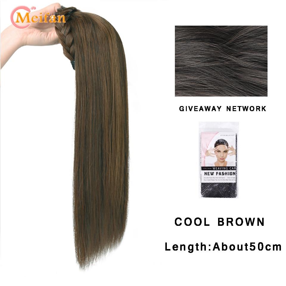 Synthetic Long Wavy Headband Wig Black Brown Women's With Twist Braid Hairband Accessories Natural Half Wig