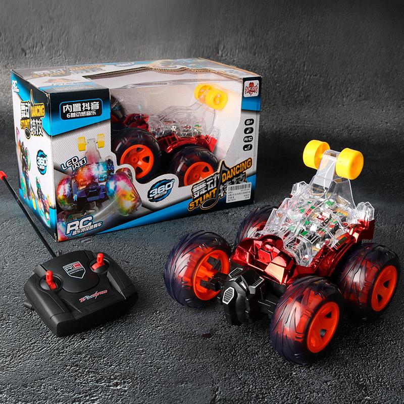Four-Way Charging Remote Control Stunt Dump Car, Children'S Electric 360-Degree Rotating Toy Car With Music Luminous