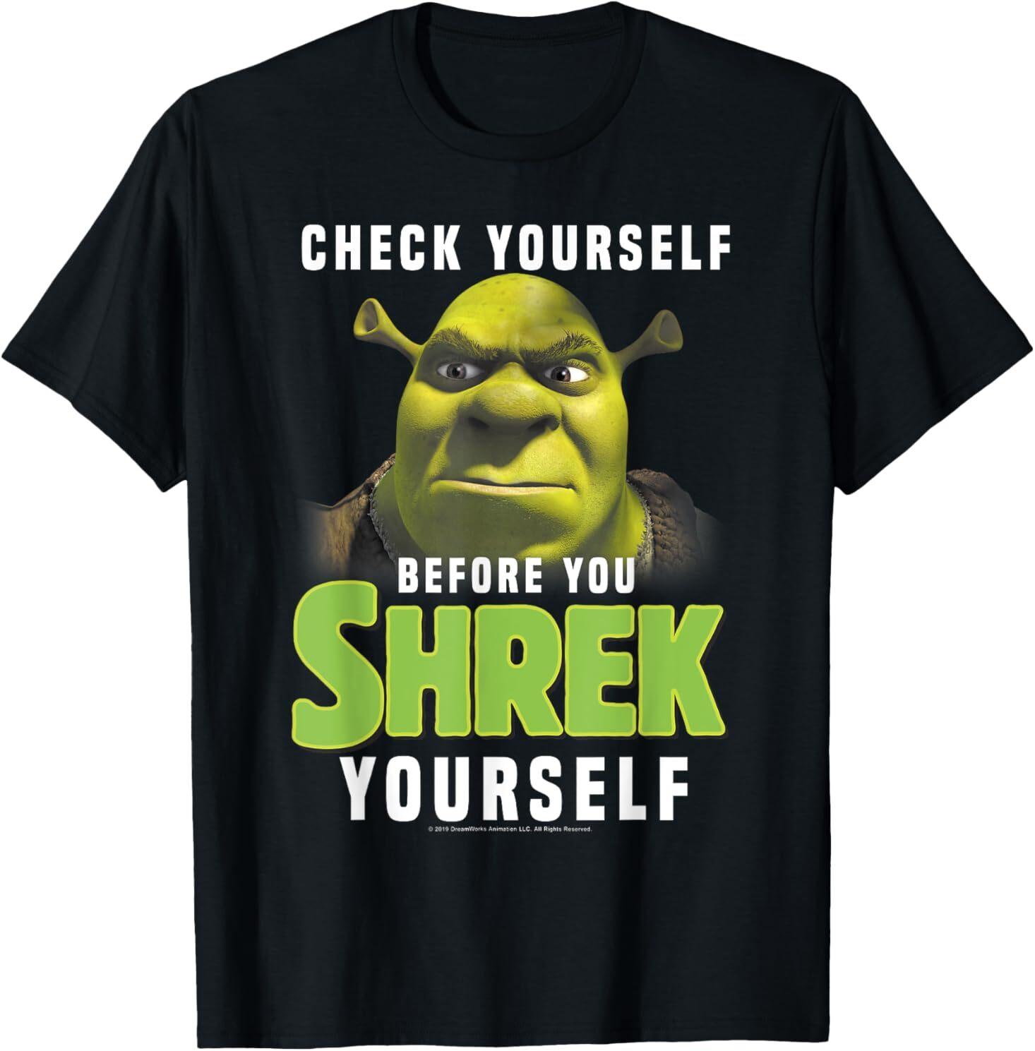 Shrek Check Yourself Before You Shrek Yourself T-Shirt Mens Womens Tees Top S