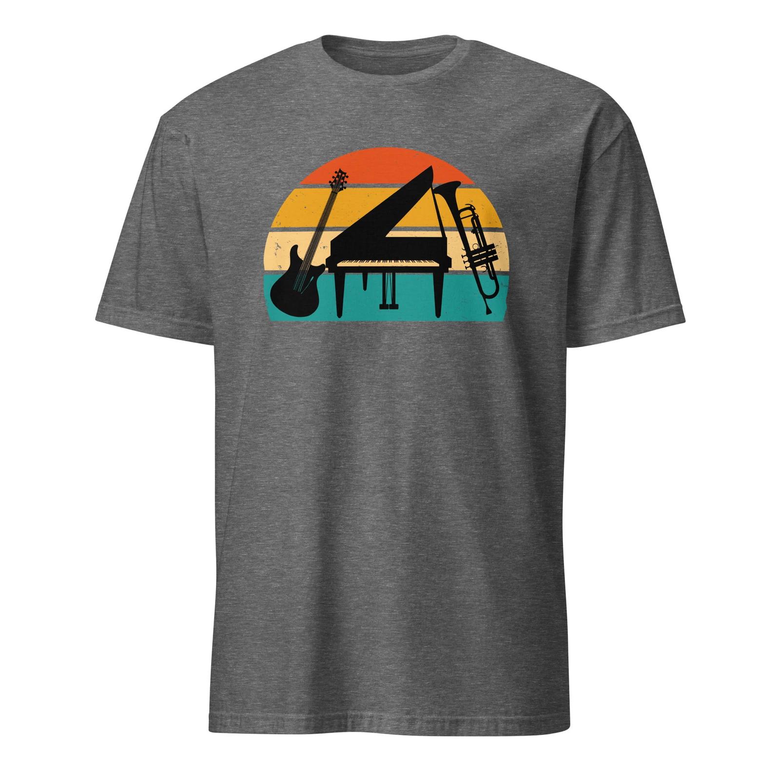 Jazz Unisex T-Shirt, Retro vintage blues music band group guitar piano sax XL