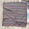 Japan and Korea Fashion Niche Multi-color Splicing Rhombus Grid Printing Square Scarf High-end Sense Simple INS Style Herringbone Silk Scarf