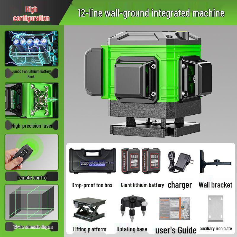 Germany High-Precision 16-Line Blue/Infrared Laser Level with 12 Green Lines