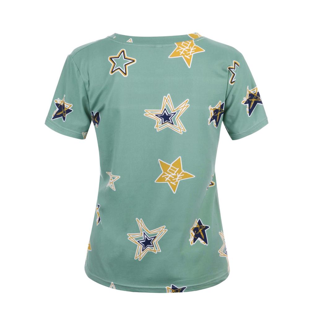 Women Star Printed Short Sleeve Blouse Loose Casual Tops Girls T-Shirt Tunic