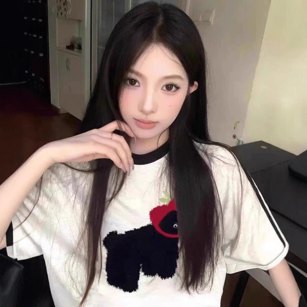 

2025 Plus Size Women s Slimming Cotton Round Neck Short Sleeve T-Shirt M (Premium) белый/серый