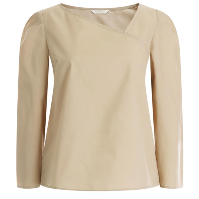 Shop   Women Asymmetric Design Puff Sleeve Long Sleeve Blouse Ivory Ean Wbl 1208