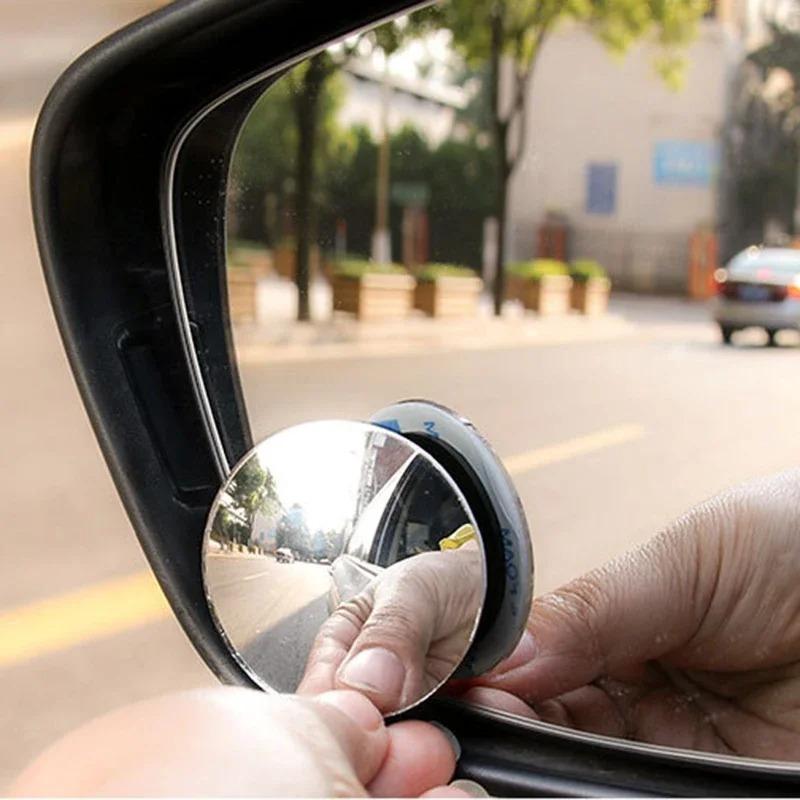 2/4/6Pcs Round Frame Convex Blind Spot Mirror Safety Driving Wide-angle 360 Degree Adjustable Clear Rearview Mirror Car Accessories