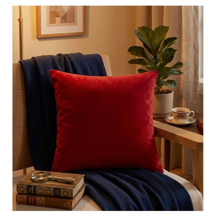 Coussin décoratif - EDEN - 40 x 40 cm - Terracotta (rouge) - Polyester - Uni