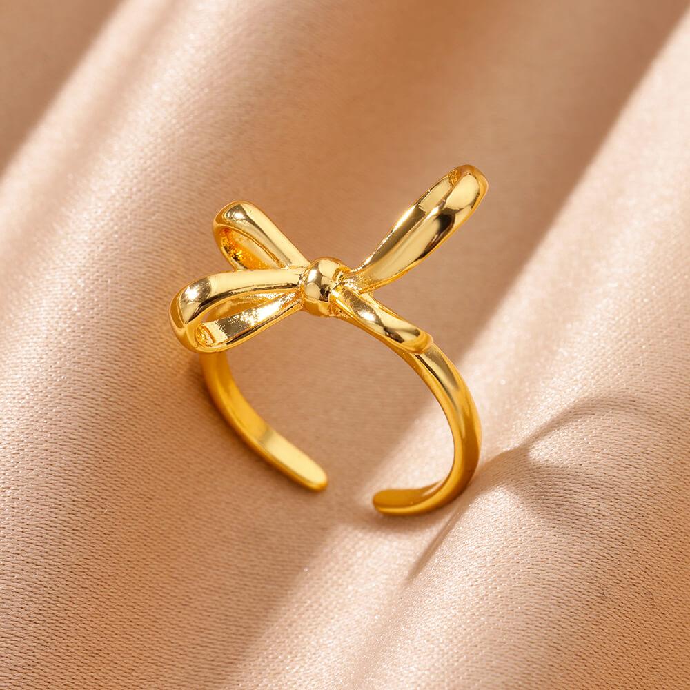 Hollow Little Star Stainless Steel Rings Women Gold Color Open Ring Aesthetic Waterproof Charm Jewelry Wedding Party Accessories