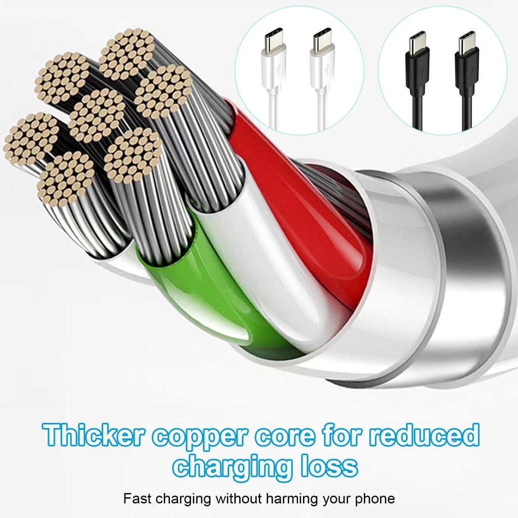 1m/2m Double End Type C Data Line 3A Quick Charging Power Cable Wire Supports Stable Data Transfer for Tablets Phones