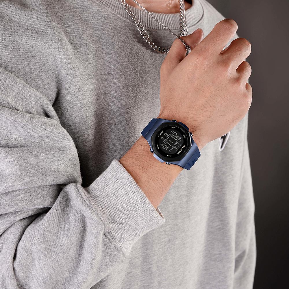 NAVIFORCE Digital Watch for Men Boy Waterproof Silicone Strap LCD Dial Luminous Countdown Boy Men's Sports Multifunctional Watch NF7117