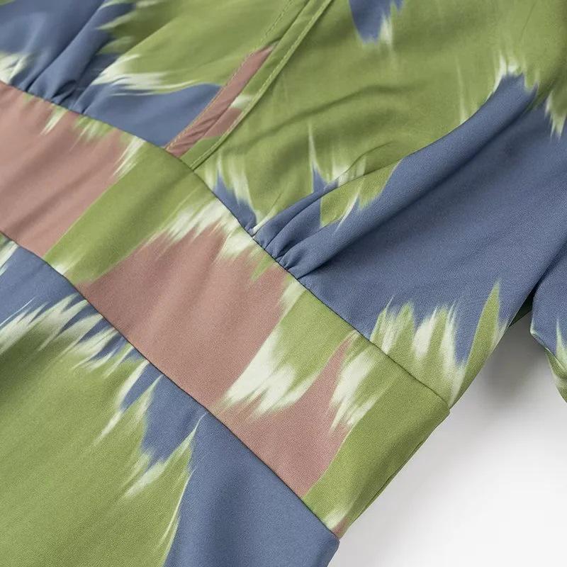 2024 Sommer Europäisches & Amerikanisches Damen Rundhals Bedrucktes Schnürkleid