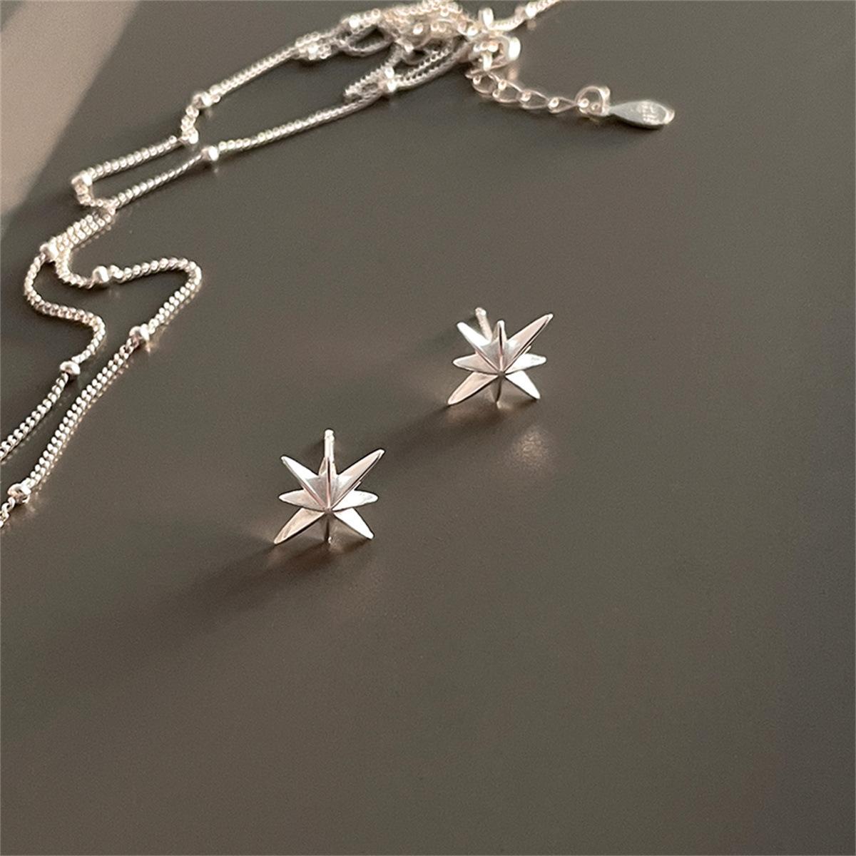 

Серьги-гвоздики с октаграммой из стерлингового серебра 999 пробы, женские серьги нишевого дизайна, простые и изысканные, с отверстиями для ушей, с гвоздиками для ушных раковин, новые 999 silver