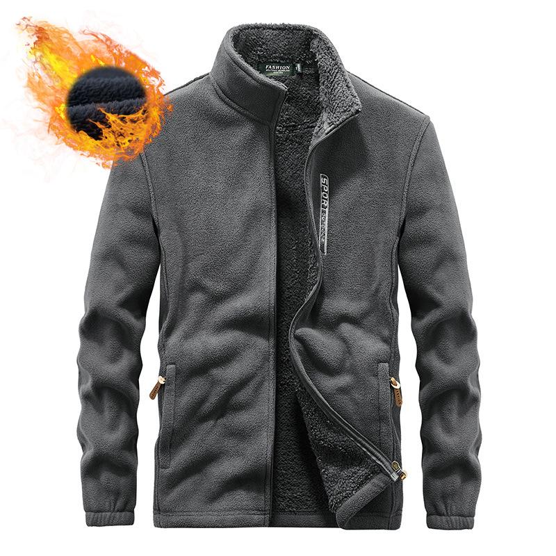 Men's Autumn and Winter Outdoor Casual Thickened Velvet Warm Stand-up Collar Sweatshirt Jacket Polar Fleece Top