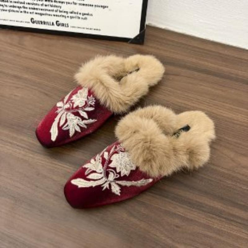 Women's Baotou Plush Slippers Padded Warm Winter Thick Bottom Heightened Home Slippers Casual Walking Indoor Shoes Snow Cotton Slippers