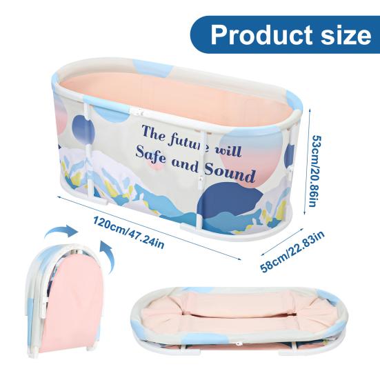 45" Stor Hopfällbar Badkar Extra Stor Hopfällbar Badkar med Plastram Fristående Omgivning Hopfällbar Badkar Familj SPA Blötläggningskar