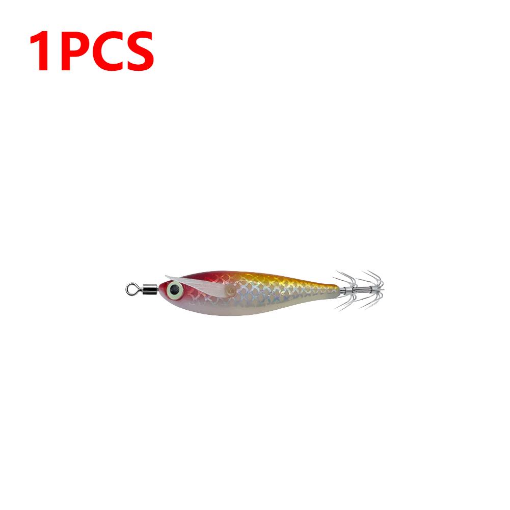 1-3 Stück leuchtender Tintenfischköder Haken Salzwasser Angelköder Künstliches Ei Holzgarnele Köder Meeresfischen Oktopus Sepia Tintenfischköder