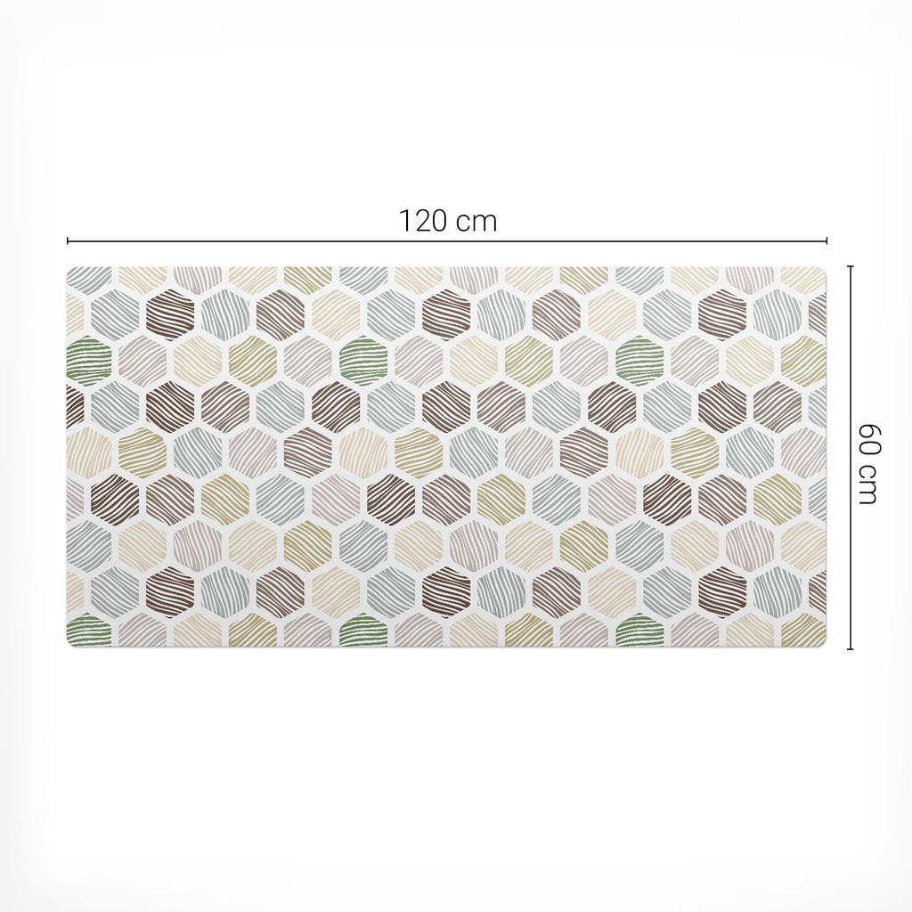 Anti-slip Vinyl Decorative Mat Hexagons with Stripes 120x60 Cm