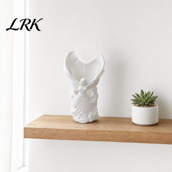 Stain-resistant Vase Angel Fairy Pen Holder, 3D Printed Cosmetic Organizer, Cute Makeup Brush Dried Flower Cup for Vanity Desk, Vase, Gift Women
