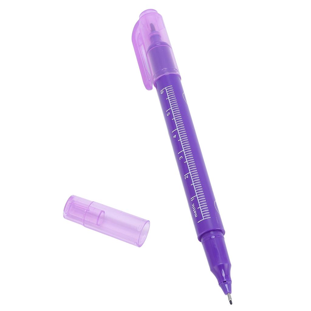 10er Set Lila Stift Hautmarker Augenbrauen Mess-Positionierungsset Doppelkopf-Markierstift mit Lineal für Schönheitssalon
