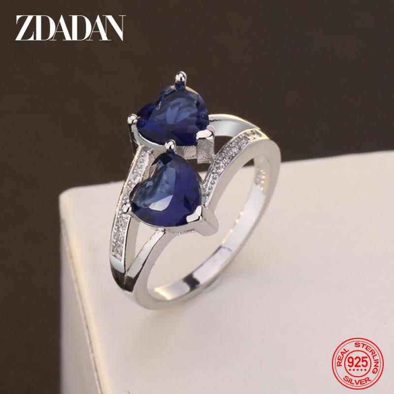 

925 Sterling Silver Charm Heart Aquamarine Ring for Women Fashion Wedding Jewelry Party Gift 10