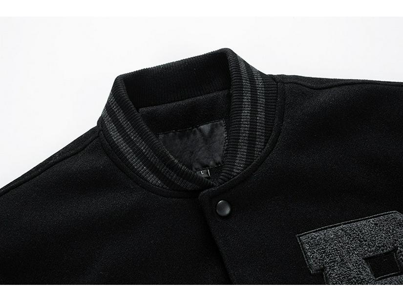 Herr Höst-Vinter Trendig Broderad Baseballjacka, Stor Storlek, Casual Amerikansk Stil Ungdomskläder