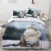 3D Kattesengesett Luksus Dyredyne Trekk med Putetrekk Queen King Single Dobbel Størrelse For Jenter Gutt Polyester Dynetrekk