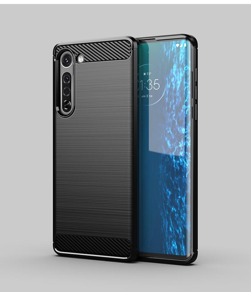 

For Motorola Edge Case Bumper Rubber Silicone Carbon Fiber Back Cover For Moto Edge Edge+ Back Case For Motorola Edge Case 6.7 For Moto Edge Plus чёрный