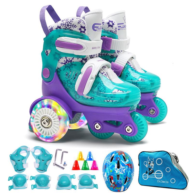 Custom Kids' Beginner Inline Roller Skates with Flashing Double Row Wheels