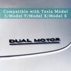DQMN8 3D Raised DUAL MOTOR Emblem for Tesla Model 3 Y X S,Car Rear Trunk ABS Decal Emblem Stickers Automobile Refitting Mark