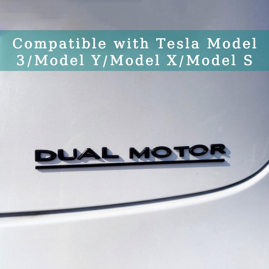 DQMN8 3D Raised DUAL MOTOR Emblem for Tesla Model 3 Y X S,Car Rear Trunk ABS Decal Emblem Stickers Automobile Refitting Mark