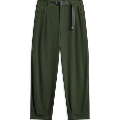 Li Ning Sports Lifestyle Series Solid Color Loose Comfortable Casual Pants Men Bottoms Seaweed-Green AKXU525-4
