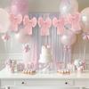1 String of 5pcs Pink Bow Garlands Banner for Coquette Birthday Pink Bow Party Hanging Swirls Decoration for Wedding Engagement Graduation Party Decor