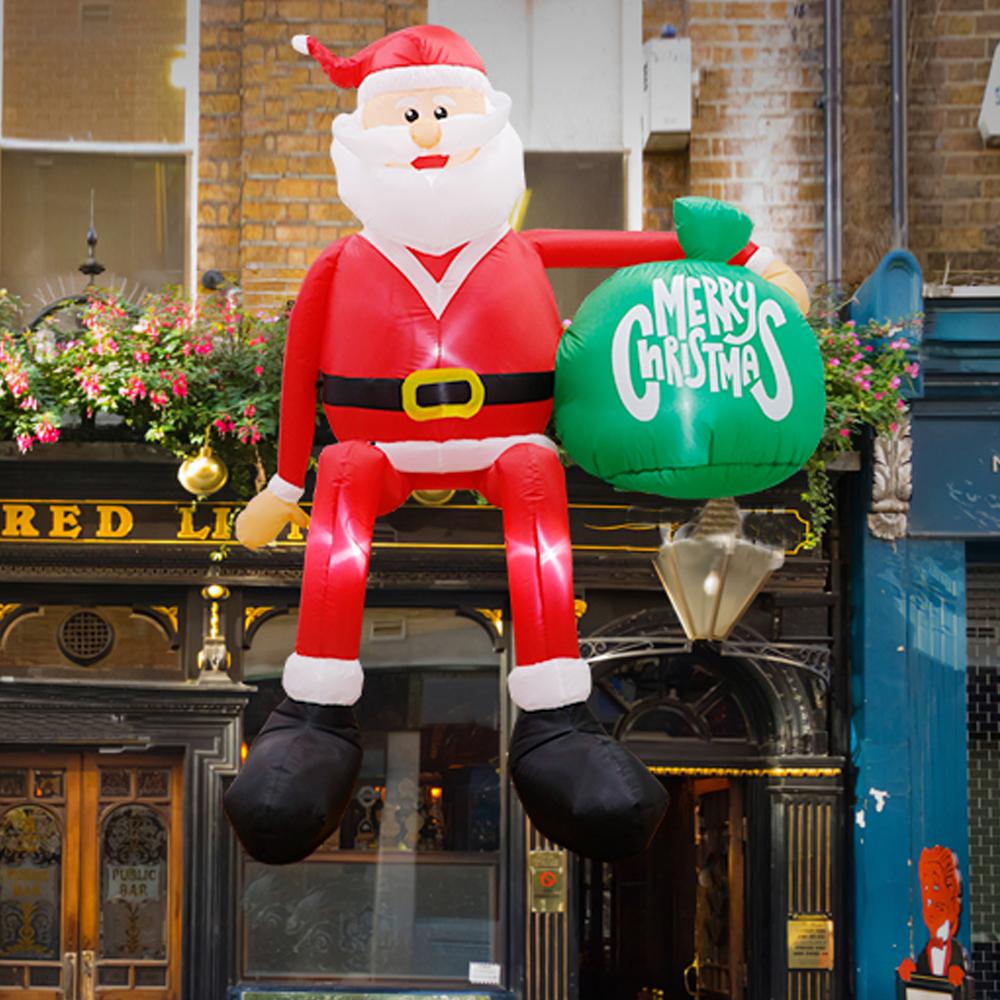 Christmas Inflatables 8FT 245cm Glowing Climbing Santa Claus with LED Outdoor Home Cafe Decoration Party Yard Xmas Decor