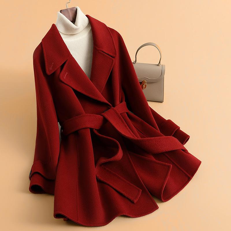 Autumn new cashmere double-sided wool coat for women's high-end small coat woolen coat for women