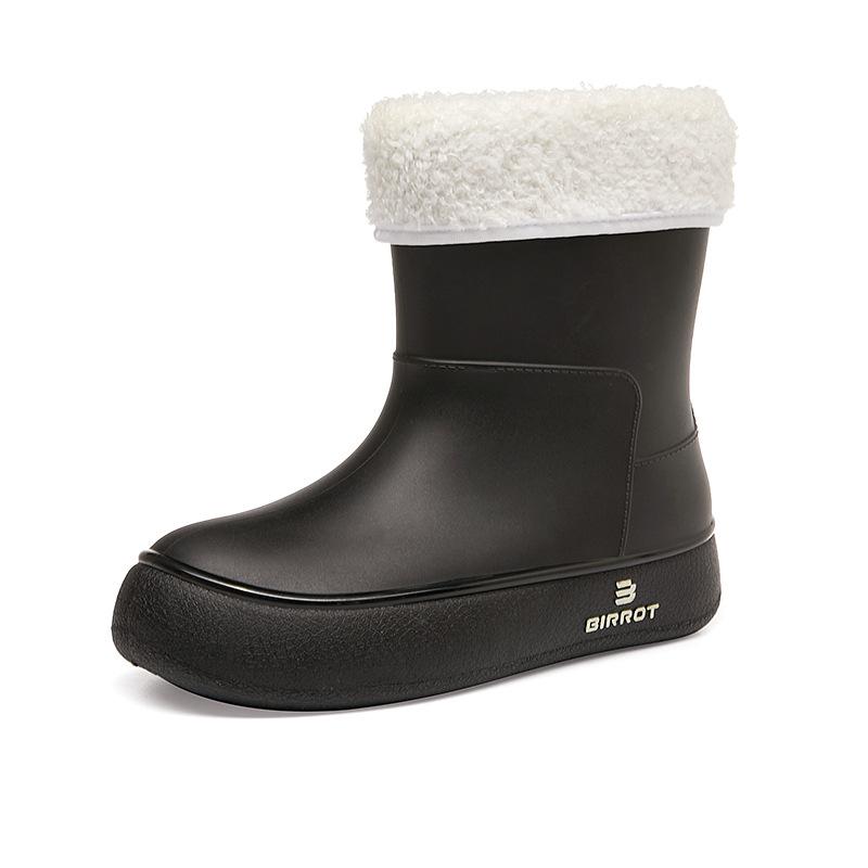 Rain Shoes Women's Fashion Wear Rain Waterproof Non-slip Soft Sole Student Short Rain Boots Velvet Warm Water Shoes