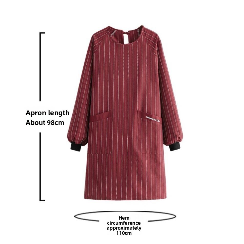 Stain Resistant Long Sleeve Apron Polyester Cotton Working Clothes Kitchen Cover Up  Kitchen Use