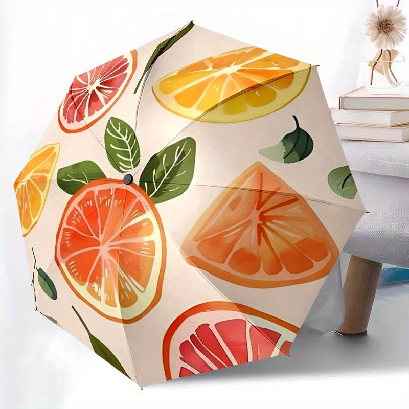 1pc Citrus Fruits Automatic Open 8-Rib Windproof Umbrella, Travel & Commuting, Suitable for All Seasons