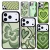 Capa Case for iPhone 17 Air 16 Pro Max 15 Plus 11 13 Mini 14 12 Back Phone Cover Sage Green Coffee Love Heart Latte