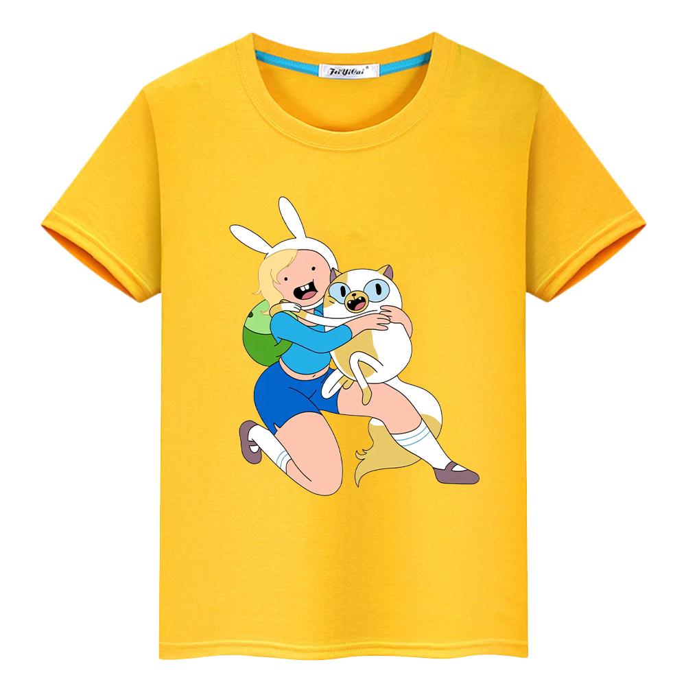 Adventure Time 100%Cotton T Shirt for Kids Boy 10years Pride Tshirt Y2k Anime Short Cute Tops Toddler Girl Clothes Kids Clothes Girls