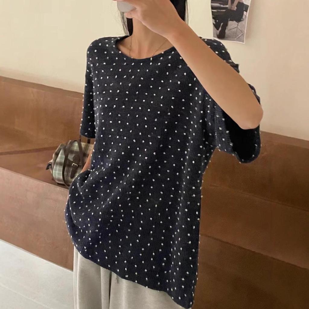 Women's Plus Size Korean Style Loose Knit T-Shirt - Spring 2025