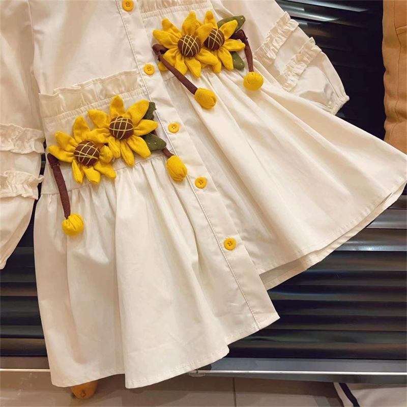 2025 Spring/Summer Baby Girls' Sunflower Shirt Dress - Style 77372