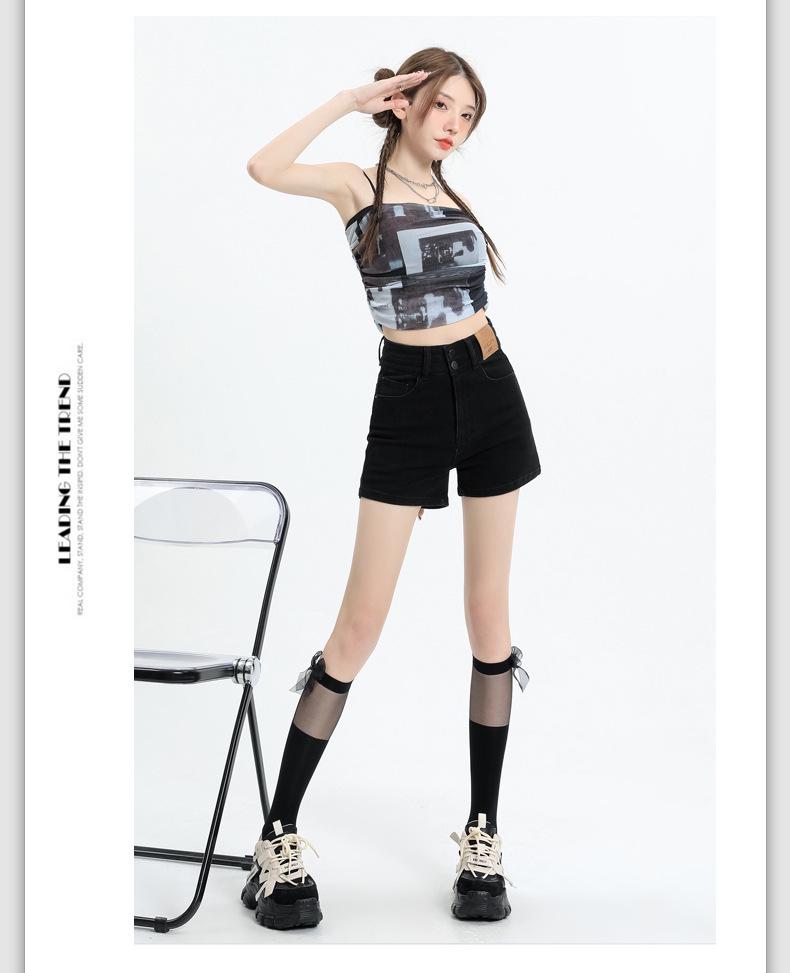 Shorts Vaqueros Retro de Cintura Alta Corte A para Mujer 2024 - Corte Ajustado, Pierna Ancha, Talla Pequeña, Combinación Perfecta para Verano