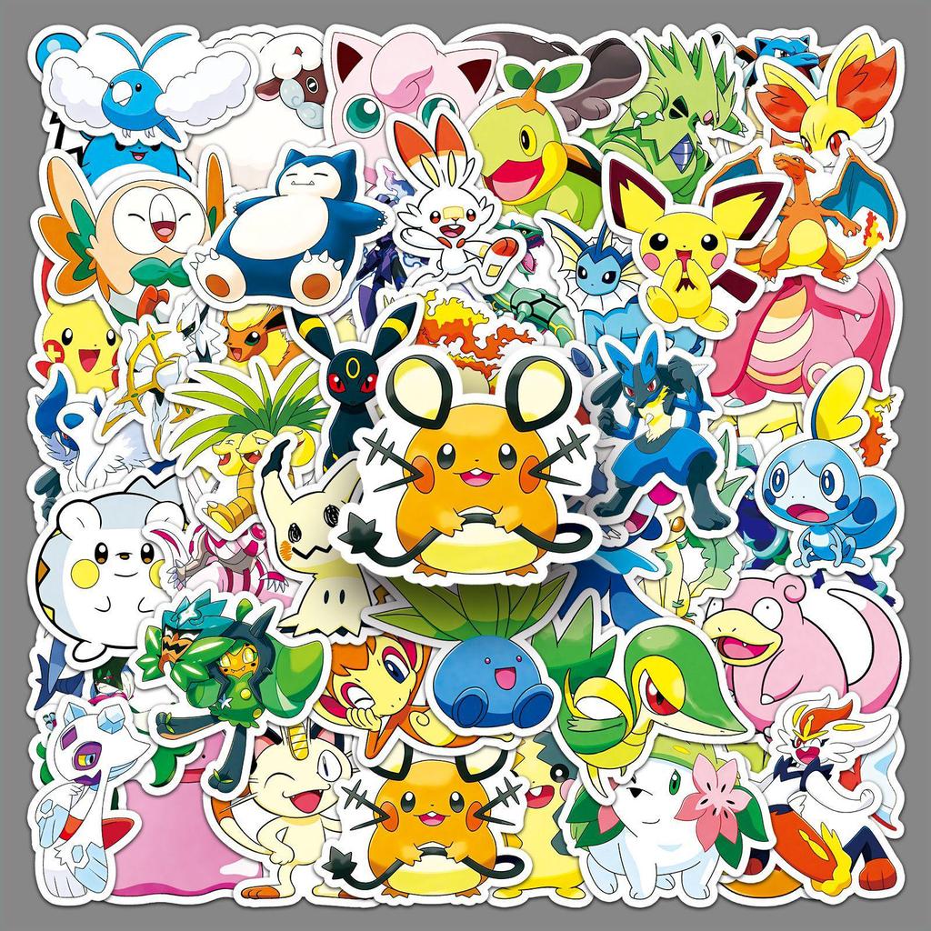 50 Cute Pokemon Q Version Anime Stickers - Planner, Suitcase, Computer Decor, DIY Drip Glue Stickers