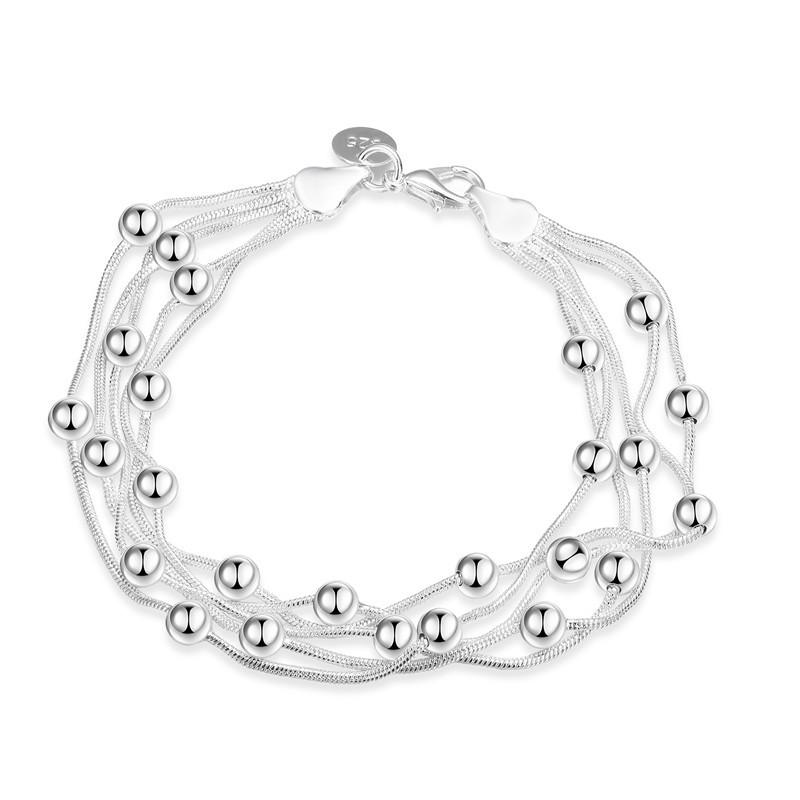 Cross Accessories Five-Line Light Bead Silver-Plated Bracelet for Women