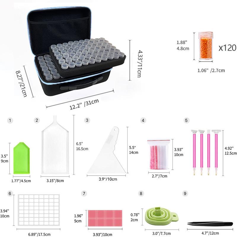 

Сумка для хранения алмазной картины из 60 ячеек и набор инструментов для эфирного масла